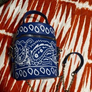 Paisley Bucket Purse W/Chain Strap Mini Bag